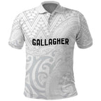 New Zealand Rangatira Custom Polo Shirt All White Niho Taniwha Maori Tribal