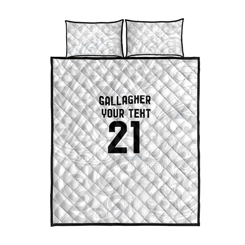 New Zealand Rangatira Custom Quilt Bed Set All White Niho Taniwha Maori Tribal