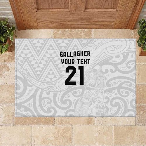 New Zealand Rangatira Custom Rubber Doormat All White Niho Taniwha Maori Tribal