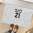 New Zealand Rangatira Custom Rubber Doormat All White Niho Taniwha Maori Tribal