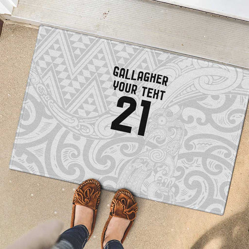 New Zealand Rangatira Custom Rubber Doormat All White Niho Taniwha Maori Tribal