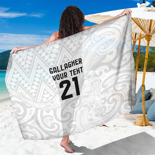 New Zealand Rangatira Custom Sarong All White Niho Taniwha Maori Tribal