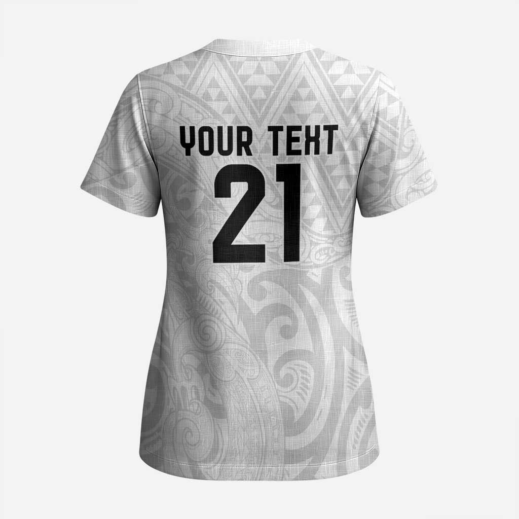 New Zealand Rangatira Custom Scrub Top All White Niho Taniwha Maori Tribal - Aussie Hoodie