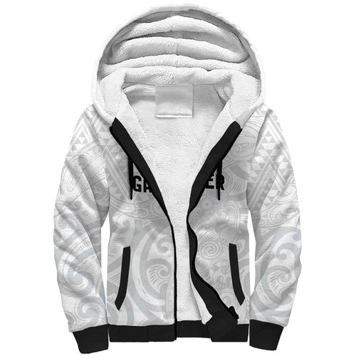 New Zealand Rangatira Custom Sherpa Hoodie All White Niho Taniwha Maori Tribal