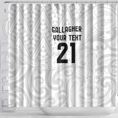 New Zealand Rangatira Custom Shower Curtain All White Niho Taniwha Maori Tribal