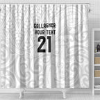 New Zealand Rangatira Custom Shower Curtain All White Niho Taniwha Maori Tribal