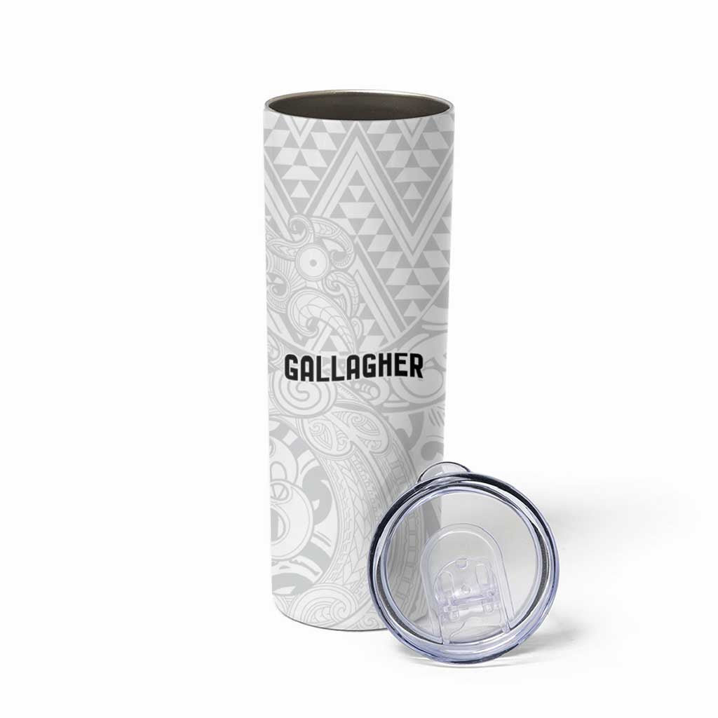 New Zealand Rangatira Custom Skinny Tumbler All White Niho Taniwha Maori Tribal