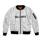 New Zealand Rangatira Custom Sleeve Zip Bomber Jacket All White Niho Taniwha Maori Tribal