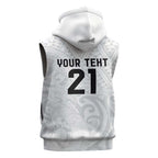 New Zealand Rangatira Custom Sleeveless Hoodie All White Niho Taniwha Maori Tribal - Aussie Hoodie