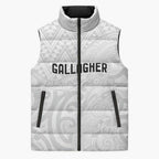New Zealand Rangatira Custom Sleeveless Puffer Jacket All White Niho Taniwha Maori Tribal - Aussie Hoodie