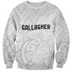 New Zealand Rangatira Custom Sweatshirt All White Niho Taniwha Maori Tribal
