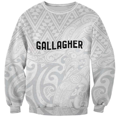 New Zealand Rangatira Custom Sweatshirt All White Niho Taniwha Maori Tribal