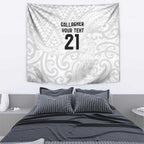 New Zealand Rangatira Custom Tapestry All White Niho Taniwha Maori Tribal