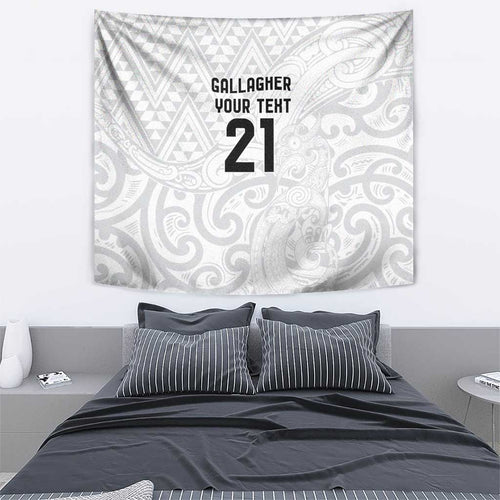 New Zealand Rangatira Custom Tapestry All White Niho Taniwha Maori Tribal
