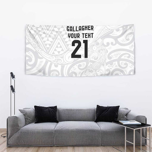New Zealand Rangatira Custom Tapestry All White Niho Taniwha Maori Tribal
