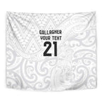 New Zealand Rangatira Custom Tapestry All White Niho Taniwha Maori Tribal