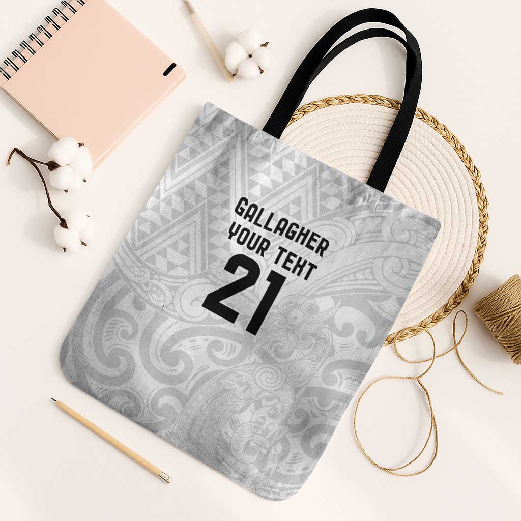 New Zealand Rangatira Custom Tote Bag All White Niho Taniwha Maori Tribal - Aussie Hoodie