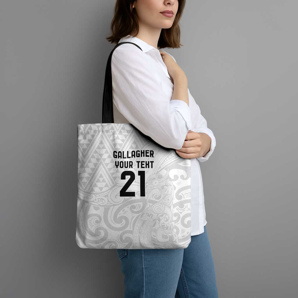 New Zealand Rangatira Custom Tote Bag All White Niho Taniwha Maori Tribal - Aussie Hoodie