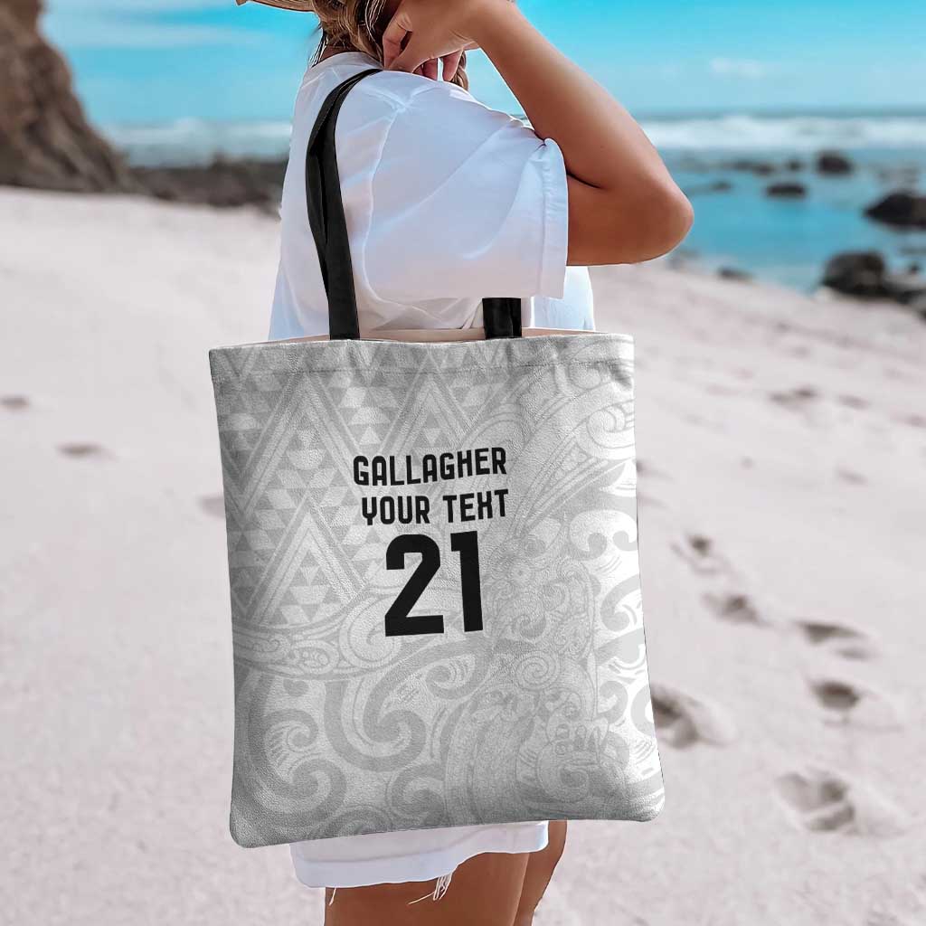 New Zealand Rangatira Custom Tote Bag All White Niho Taniwha Maori Tribal - Aussie Hoodie