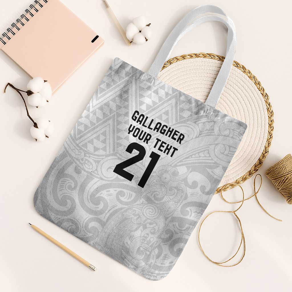 New Zealand Rangatira Custom Tote Bag All White Niho Taniwha Maori Tribal - Aussie Hoodie