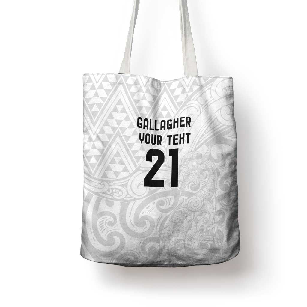 New Zealand Rangatira Custom Tote Bag All White Niho Taniwha Maori Tribal - Aussie Hoodie