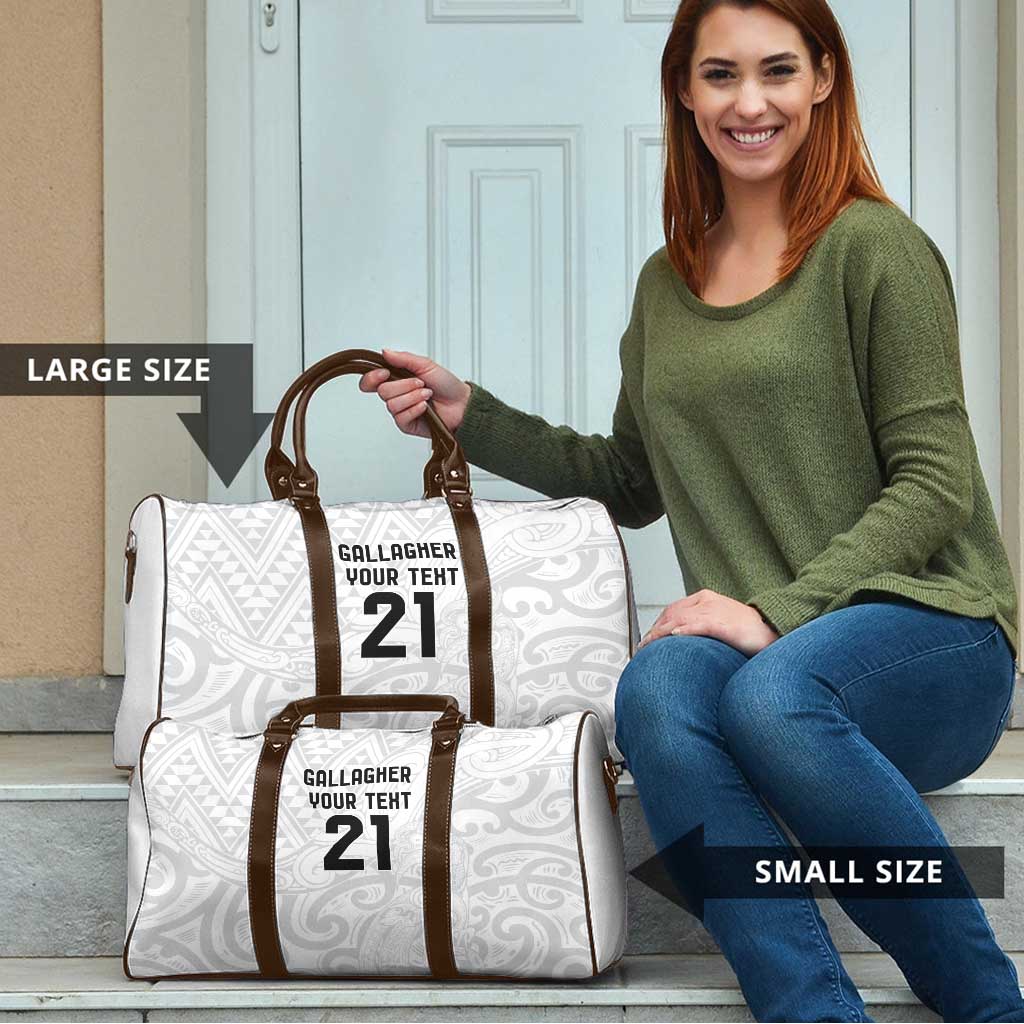 New Zealand Rangatira Custom Travel Bag All White Niho Taniwha Maori Tribal - Aussie Hoodie