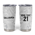 New Zealand Rangatira Custom Tumbler Cup All White Niho Taniwha Maori Tribal
