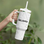 New Zealand Rangatira Custom Tumbler With Handle All White Niho Taniwha Maori Tribal