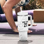 New Zealand Rangatira Custom Tumbler With Handle All White Niho Taniwha Maori Tribal