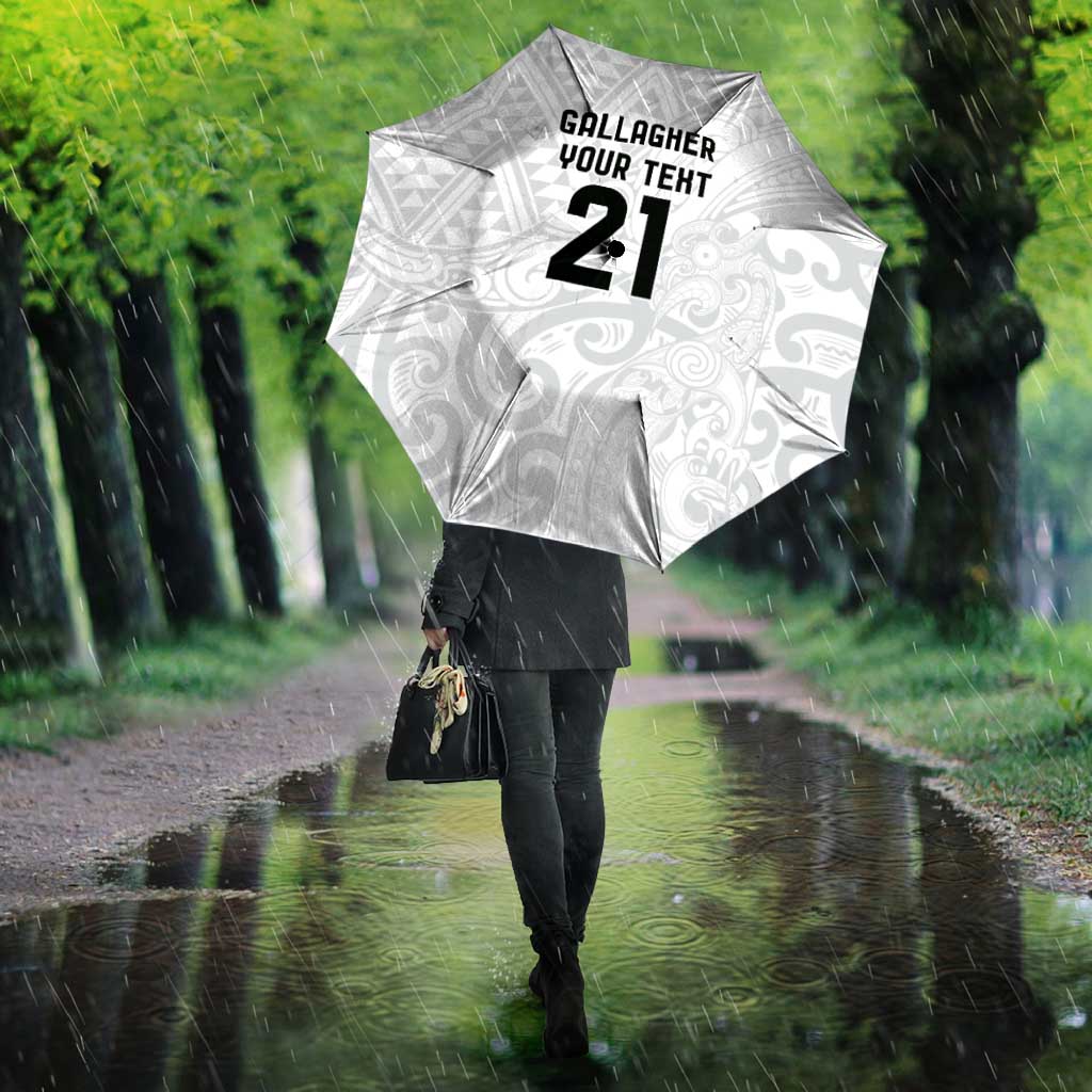 New Zealand Rangatira Custom Umbrella All White Niho Taniwha Maori Tribal - Aussie Hoodie