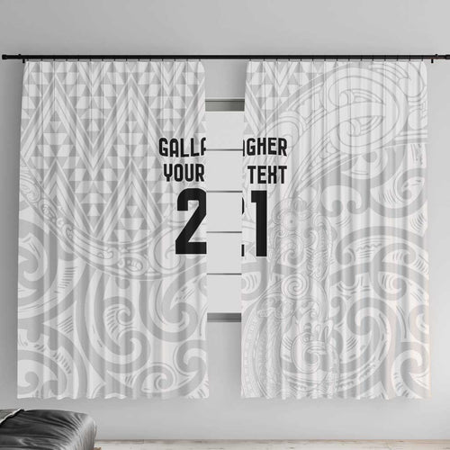 New Zealand Rangatira Custom Window Curtain All White Niho Taniwha Maori Tribal