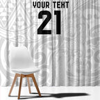 New Zealand Rangatira Custom Window Curtain All White Niho Taniwha Maori Tribal