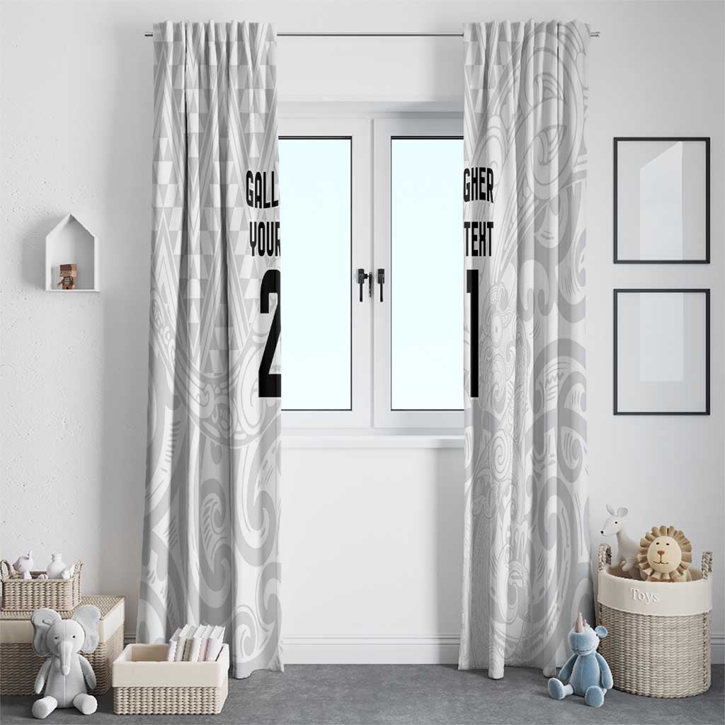 New Zealand Rangatira Custom Window Curtain All White Niho Taniwha Maori Tribal
