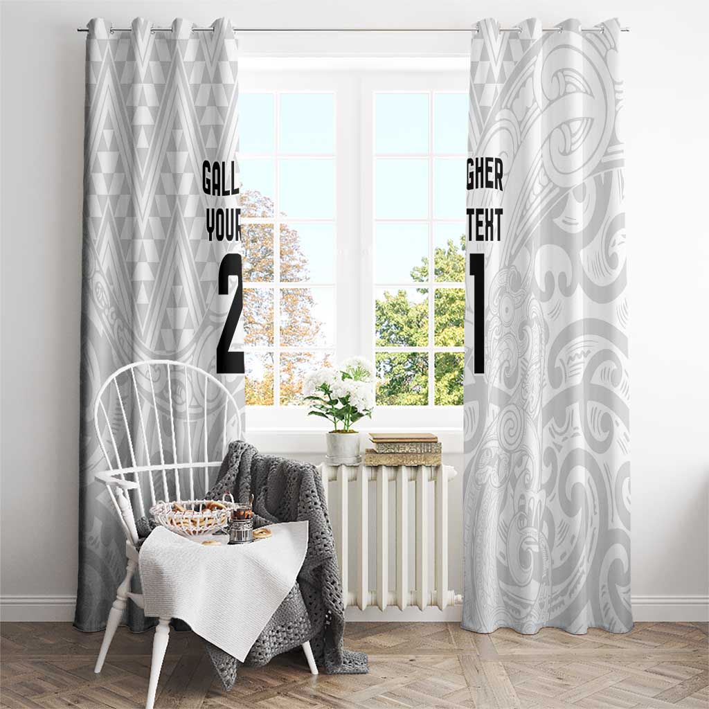 New Zealand Rangatira Custom Window Curtain All White Niho Taniwha Maori Tribal