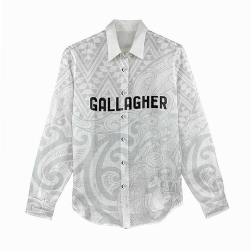 New Zealand Rangatira Custom Women Casual Shirt All White Niho Taniwha Maori Tribal