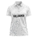 New Zealand Rangatira Custom Women Polo Shirt All White Niho Taniwha Maori Tribal