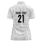 New Zealand Rangatira Custom Women Polo Shirt All White Niho Taniwha Maori Tribal