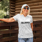 New Zealand Rangatira Custom Women Polo Shirt All White Niho Taniwha Maori Tribal