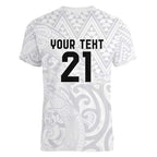 New Zealand Rangatira Custom Women V-Neck T-Shirt All White Niho Taniwha Maori Tribal