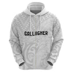 New Zealand Rangatira Custom Zip Hoodie All White Niho Taniwha Maori Tribal