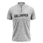 New Zealand Rangatira Custom Zipper Polo Shirt All White Niho Taniwha Maori Tribal - Aussie Hoodie