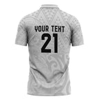 New Zealand Rangatira Custom Zipper Polo Shirt All White Niho Taniwha Maori Tribal - Aussie Hoodie