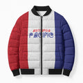 New Zealand Rugby Pacific Personalised Bomber Puffer Jacket Maori Style Tribal Tapa Pattern - Aussie Hoodie