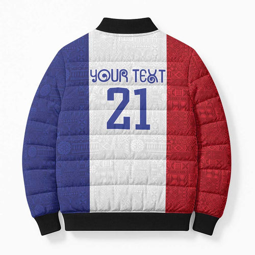 New Zealand Rugby Pacific Personalised Bomber Puffer Jacket Maori Style Tribal Tapa Pattern - Aussie Hoodie