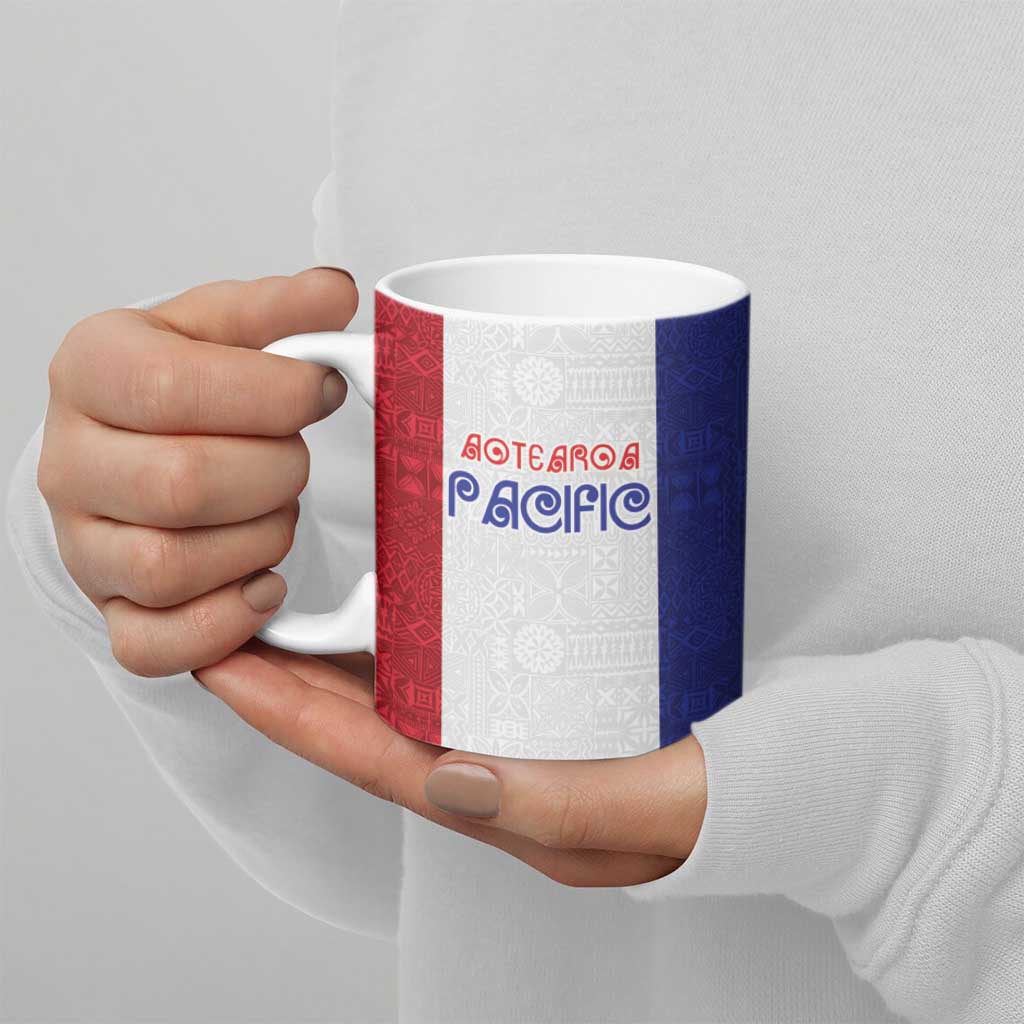 New Zealand Rugby Pacific Personalised Ceramic Mug Maori Style Tribal Tapa Pattern - Aussie Hoodie
