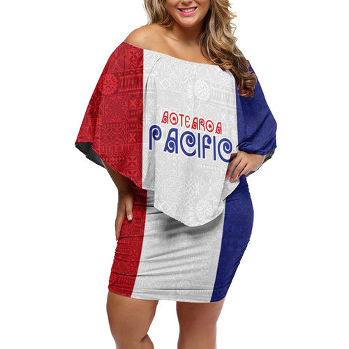 New Zealand Rugby Pacific Personalised Family Matching Off Shoulder Short Dress and Hawaiian Shirt Maori Style Tribal Tapa Pattern