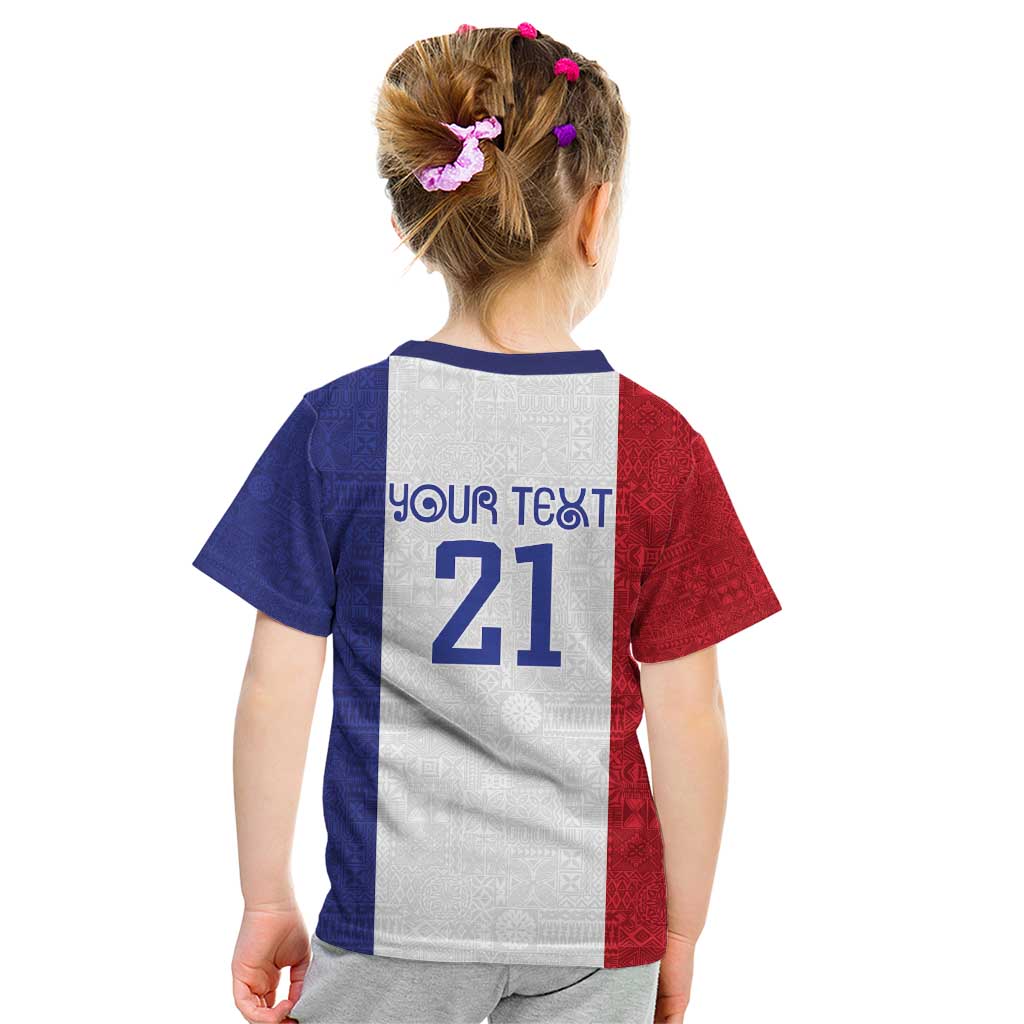 New Zealand Rugby Pacific Personalised Kid T Shirt Maori Style Tribal Tapa Pattern