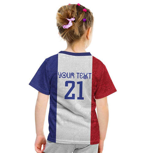 New Zealand Rugby Pacific Personalised Kid T Shirt Maori Style Tribal Tapa Pattern