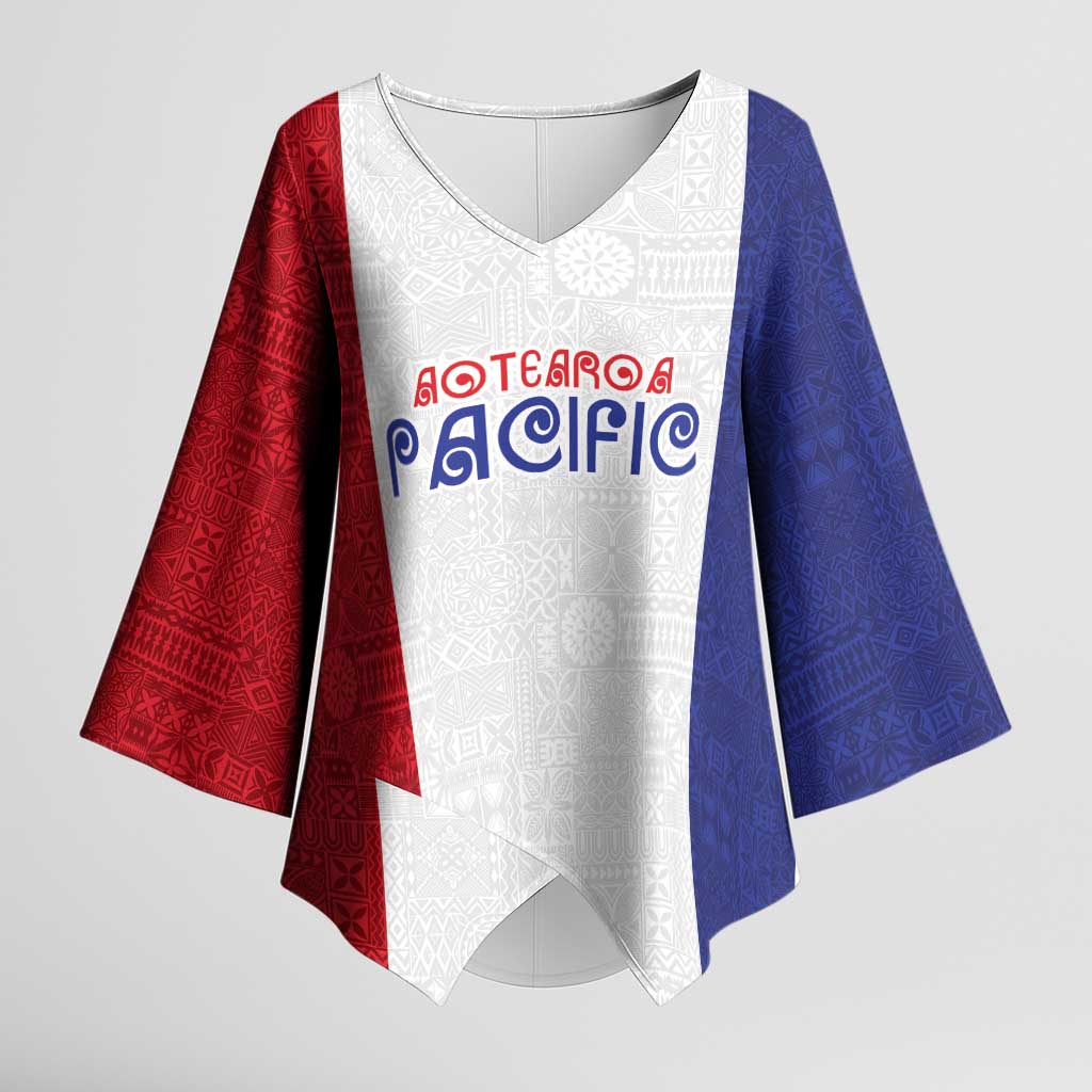 New Zealand Rugby Pacific Personalised Kimono Sleeve Blouse Maori Style Tribal Tapa Pattern - Aussie Hoodie