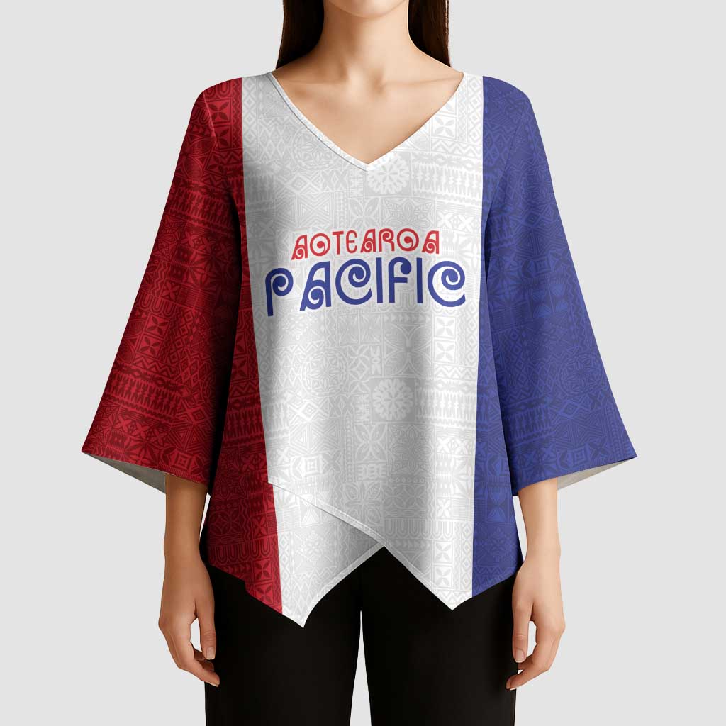 New Zealand Rugby Pacific Personalised Kimono Sleeve Blouse Maori Style Tribal Tapa Pattern - Aussie Hoodie